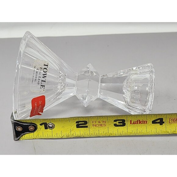 Vintage Towle Pair‎ Of Fine Lead Crystal Taper Candle Holders Elegant Design - Picture 6 of 6